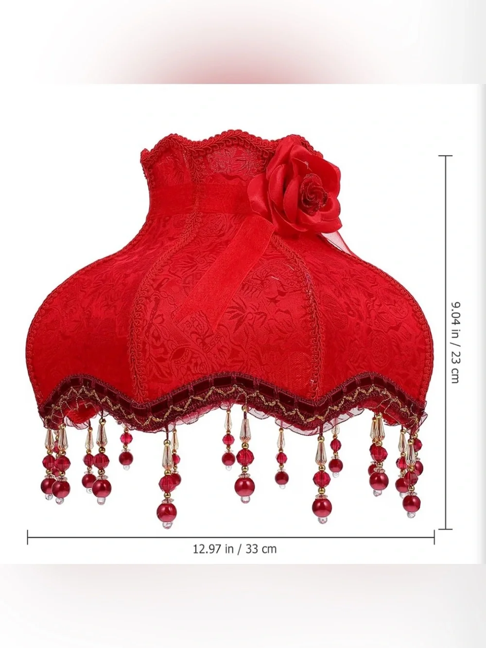 Baluue Vintage Lamp Shade, European Style Bell Shape Cloth Bead Lace Lampshade
